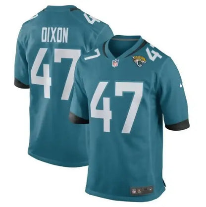 Two teal De’Shaan Dixon Jacksonville Jaguars Nike jerseys with number 47