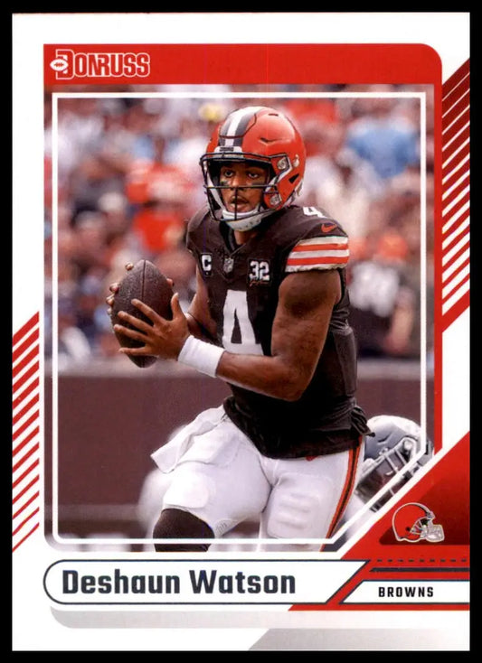 Deshaun Watson football card from 2024 Donruss series featuring Cleveland Browns player