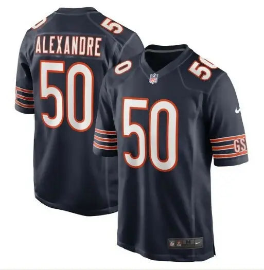 Navy blue Deslin Alexandre Chicago Bears Nike Team Game Jersey on display