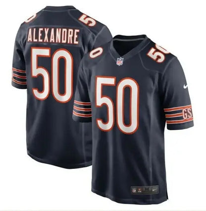 Navy blue Deslin Alexandre Chicago Bears Nike Team Game Jersey on display