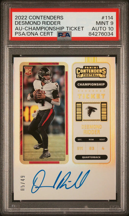 Desmond Ridder 2022 Contenders Championship Ticket Auto 5/49 PSA 9 Auto 10 - Singles