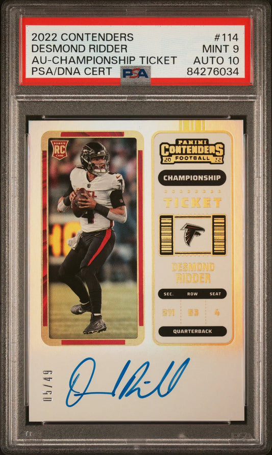 Desmond Ridder 2022 Contenders Championship Ticket Auto 5/49 PSA 9 Auto 10 - Singles