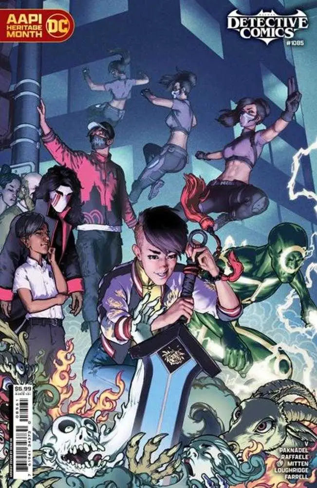 Comic book cover of Detective Comics featuring action poses, perfect for trading cards collectors