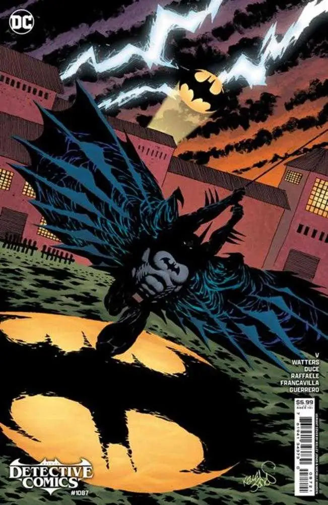 Dark caped figure silhouette with lightning on Detective Comics #1087 Cover B Kelley Jones Card Stock