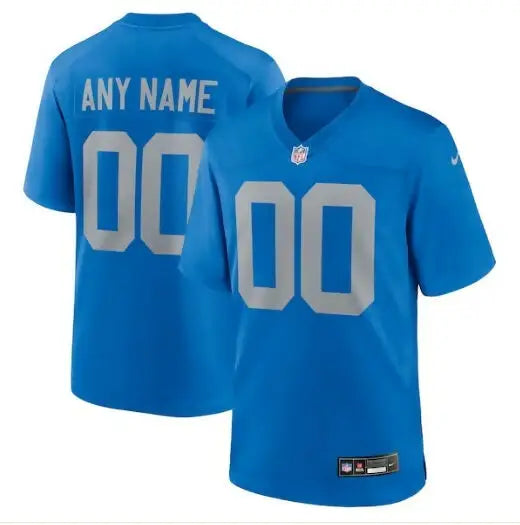 Blue Detroit Lions Nike Alternate Custom Game Jersey with number 00