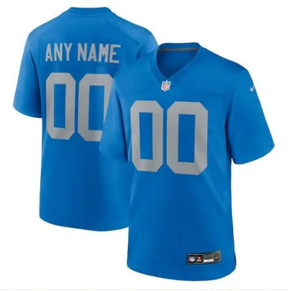 Blue Detroit Lions Nike Alternate Custom Game Jersey with number 00