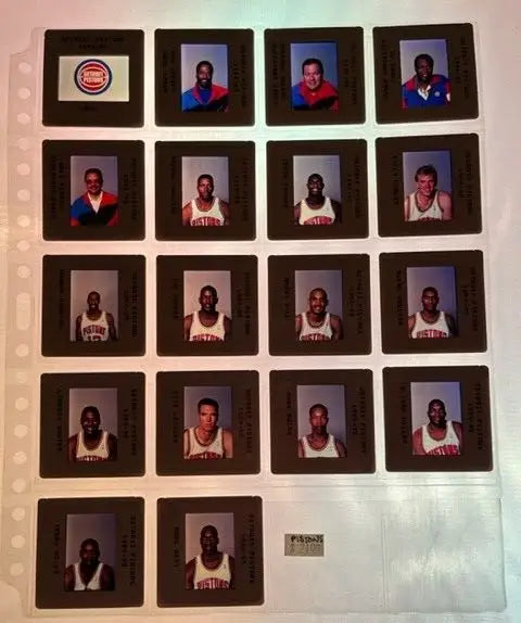 Detroit Pistons team set featuring Grant Hill in 1994-95 NBA Film Slide Photo Cel