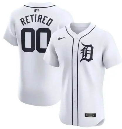 White Detroit Tigers Nike Home Elite Pick-A-Player Retired Roster Jersey displayed
