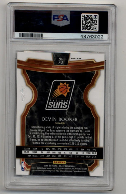 Graded Devin Booker 2019-20 Select Black Prizm #70 1/1 PSA 10 Gem Mint Basketball Card