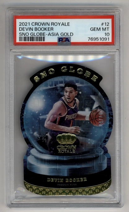 Devin Booker 2021-22 Crown Royale Sno Globe Asia Gold 04/10 PSA 10 Gem Mint - Singles