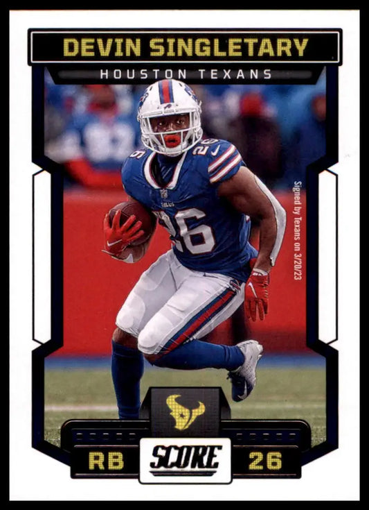 Devin Singletary Houston Texans football card from 2023 Score series