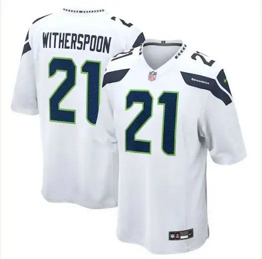 White Seattle Seahawks Devon Witherspoon Nike Away Game Jersey with number 21