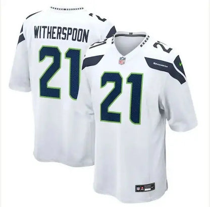 White Seattle Seahawks Devon Witherspoon Nike Away Game Jersey with number 21