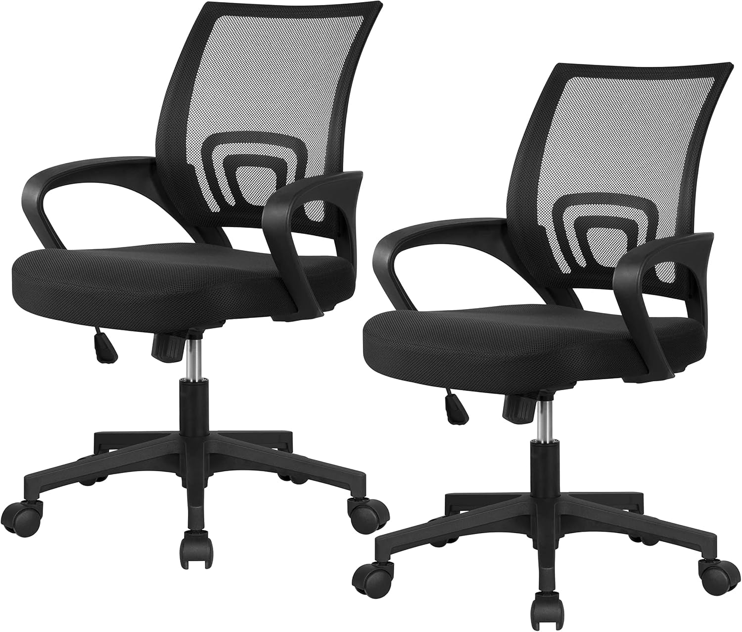 White Desk & Black Mesh Chair Set, Adjustable-4
