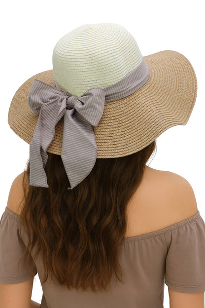 LAST ONES! Two-Tone Summer Hat w/Bow, See Both Colors!