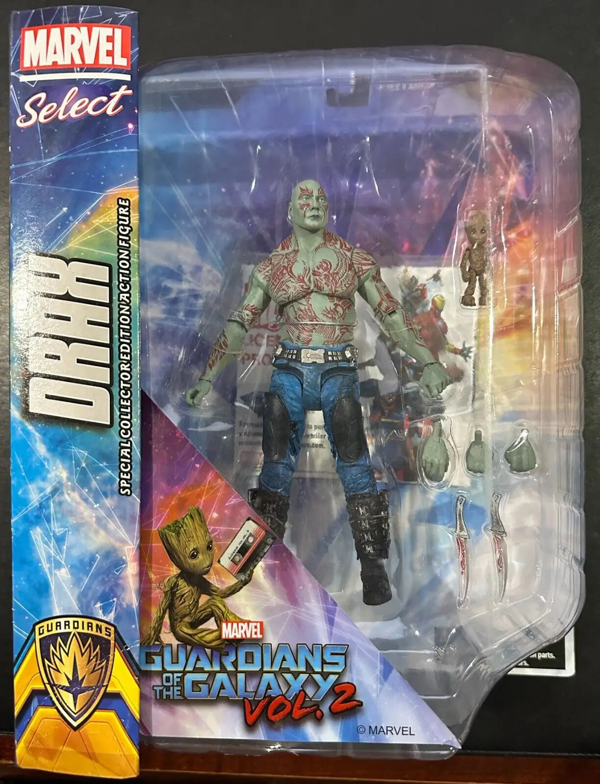 Drax action figure in packaging from Diamond Select Marvel Guardians of the Galaxy 2