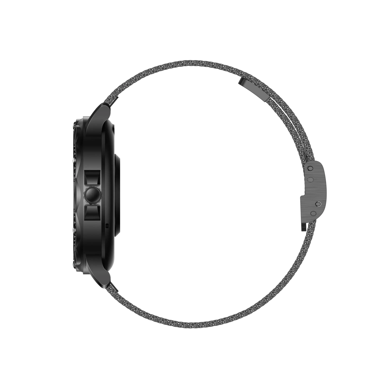 Dark-colored diamond smartwatch high quality with mesh band and buckle for business days