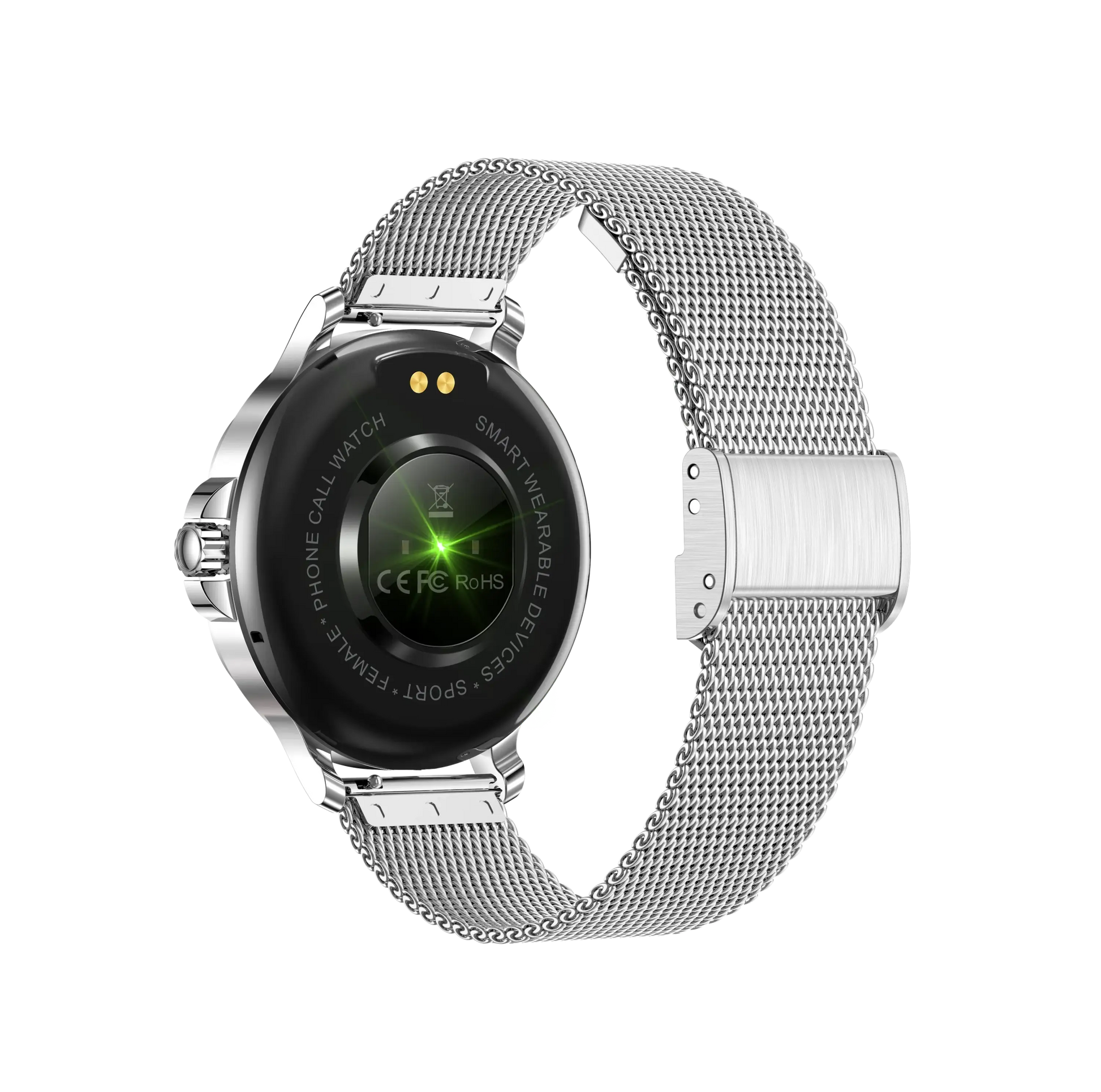 Silver metal mesh smartwatch with heart rate monitor from Diamond Smartwatch High Quality collection