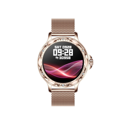 Rose gold diamond smartwatch high quality with mesh bracelet set, perfect for business days