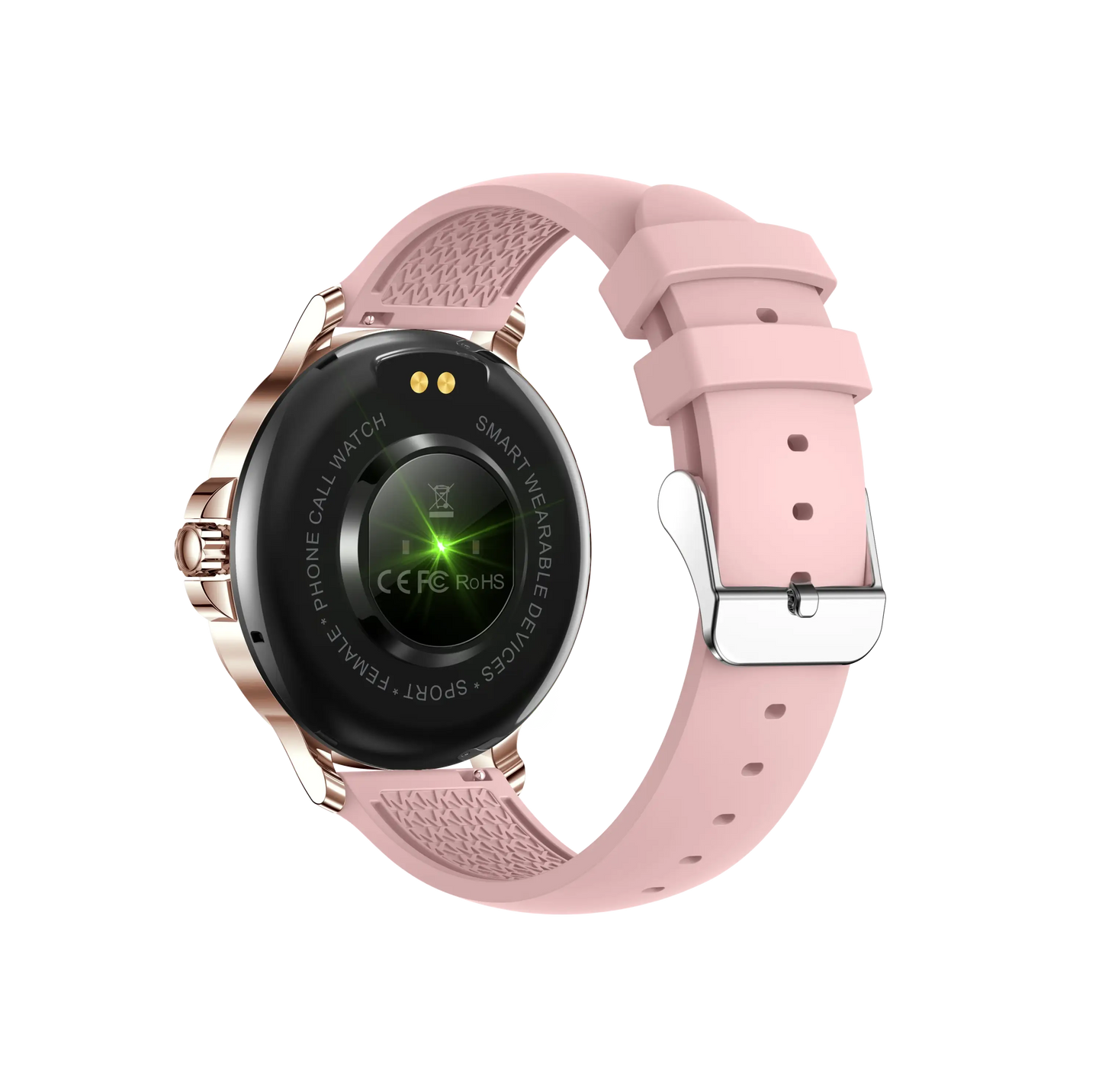 Rose gold and pink Diamond Smartwatch High Quality with bracelet set and black sensor panel