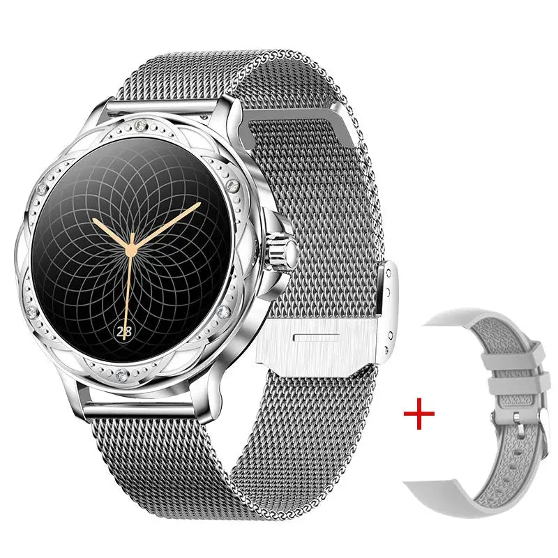 Diamond Smartwatch High Quality with mesh band and silicone strap for stylish business days