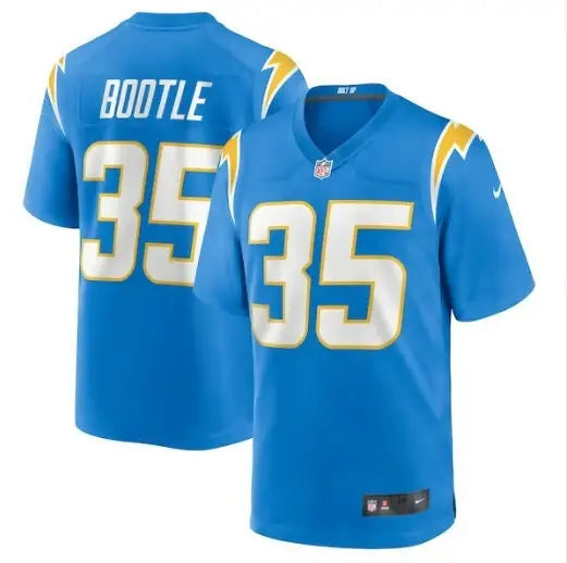 Blue Los Angeles Chargers Nike Game Jersey with number 35 displayed in product Dicaprio Bootle