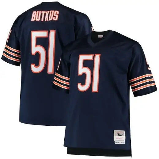 Navy blue Dick Butkus Chicago Bears Big & Tall 1966 Retired Player Jersey with orange white stripes
