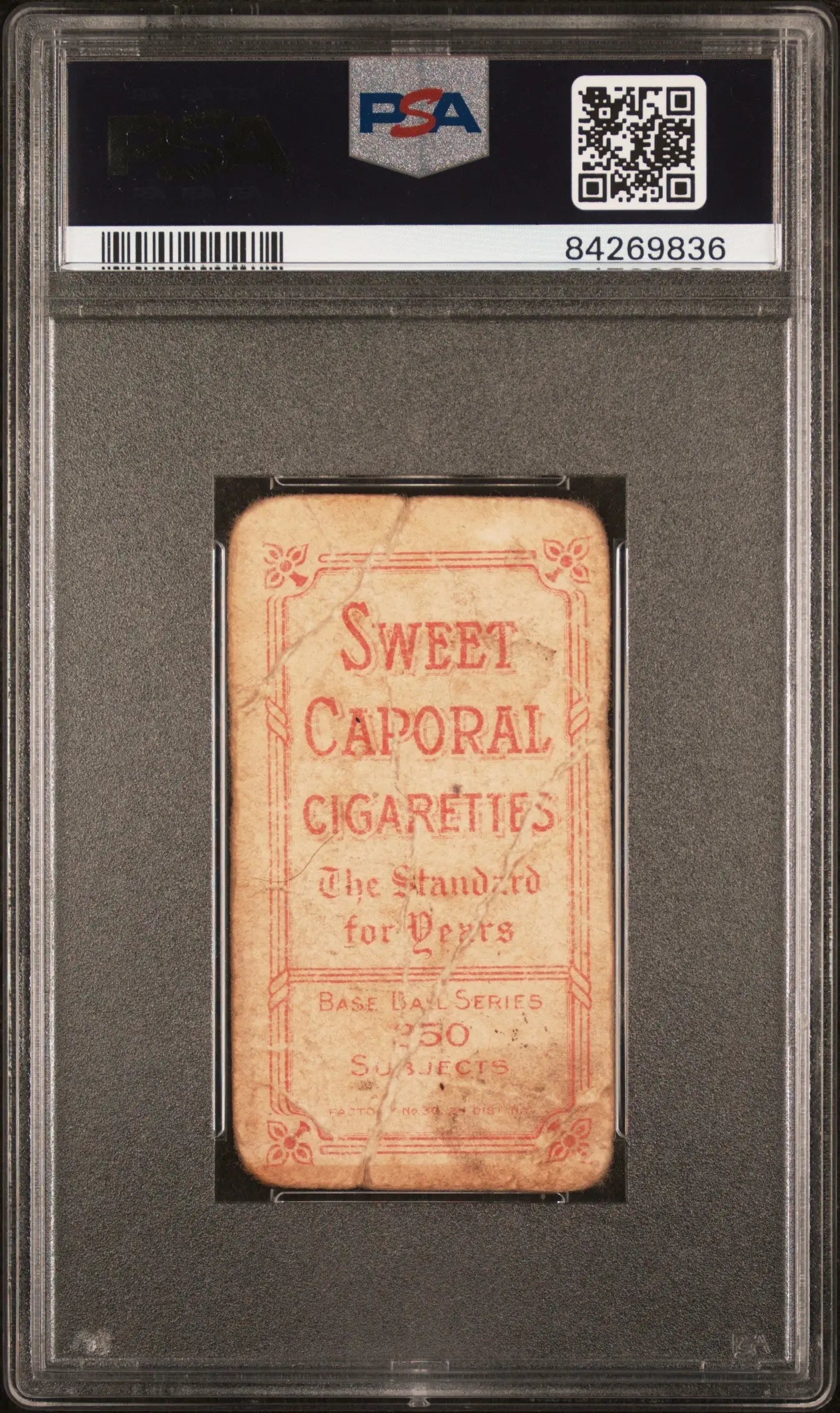PSA-graded Dick Hoblitzell T206 Sweet Caporal cigarette card with red text on light background