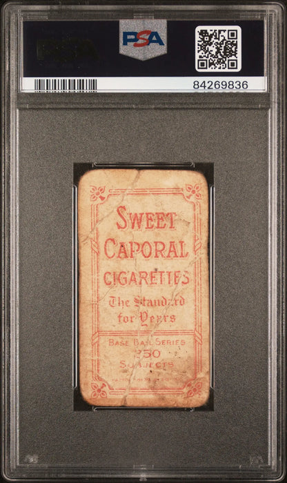 PSA-graded Dick Hoblitzell T206 Sweet Caporal cigarette card with red text on light background