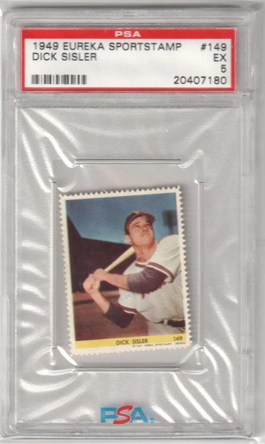 Graded 1949 Eureka Sportstamp Dick Sisler baseball card from Columbia Hobby on ESPN 2K Sports