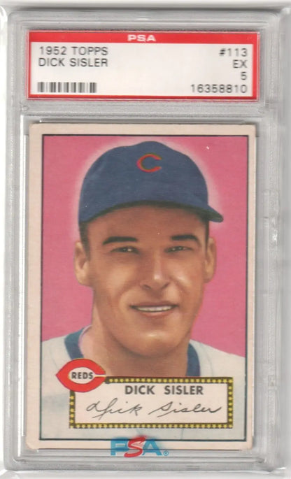Graded 1952 Topps Dick Sisler baseball card from Columbia Hobby, PSA 5 EX