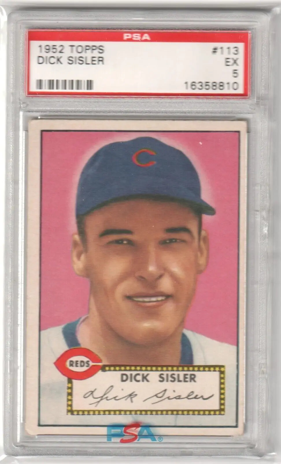 Graded 1952 Topps Dick Sisler baseball card from Columbia Hobby PSA 5 EX featuring Reds