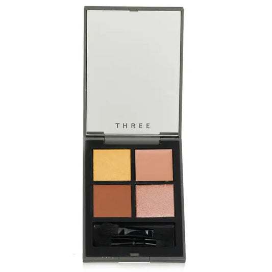 Open Dimensional Vision Eye Palette with mirror and four eye shadow shades in yellow, peach, brown, and pink