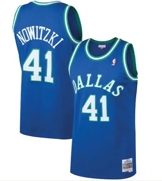 Blue Dirk Nowitzki swingman jersey featuring Dallas Mavericks #41 from 1998/99 season