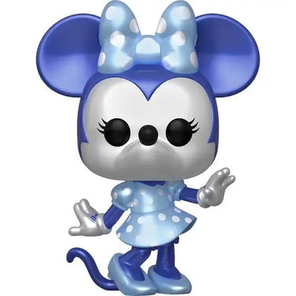 Funko Pop figure of Minnie Mouse Metallic in a blue polka dot dress and bow