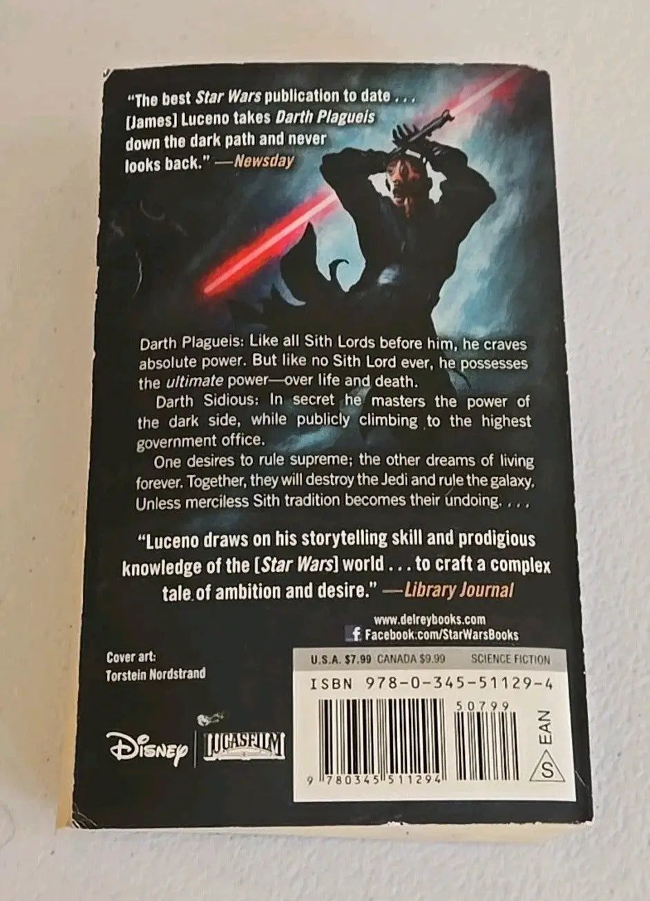 Back cover of Disney Star Wars Legends novel Darth Plagueis by James Luceno