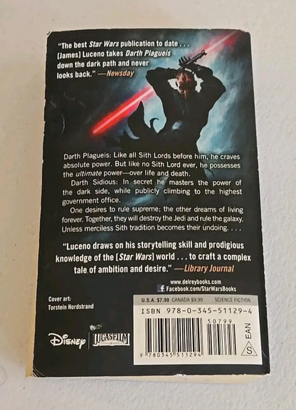 Back cover of Disney Star Wars Legends novel Darth Plagueis by James Luceno
