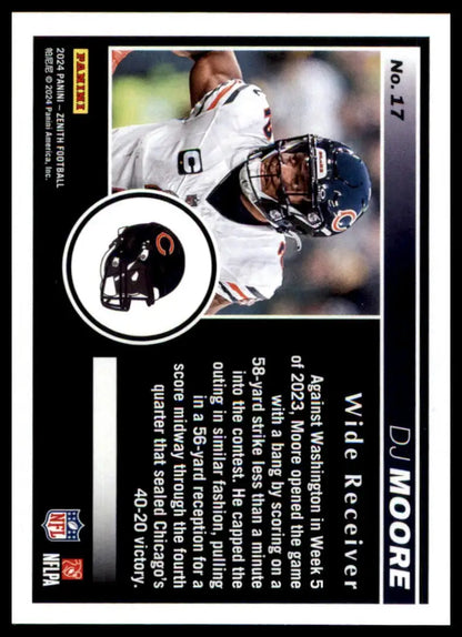 DJ Moore football card from Panini Zenith 2024 Chicago Bears product