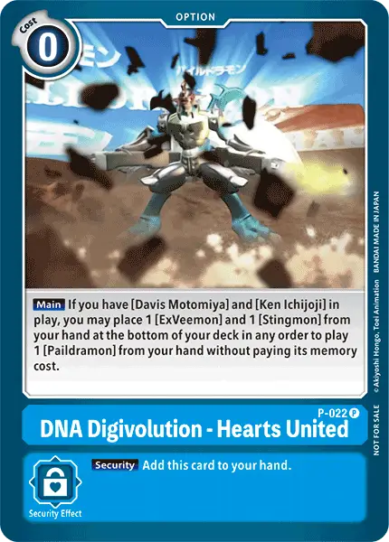 DNA Digivolution - Hearts United Promotional Card P-022 featuring a Digimon trading card