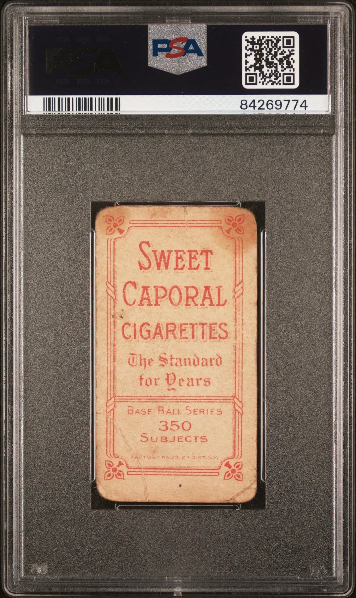 Vintage Doc Adkins T206 Sweet Caporal 350/30 card with red text and decorative border