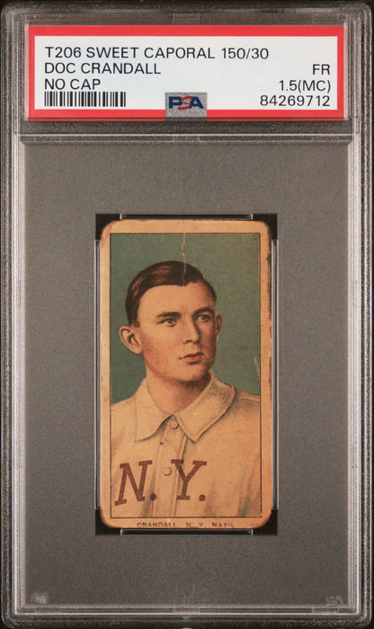 Vintage Doc Crandall 1909-11 T206 Sweet Caporal card in PSA 1.5 holder