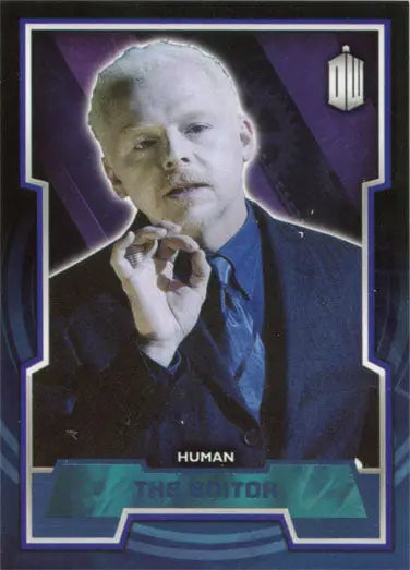 Blonde man in blue suit and tie, featured on Doctor Who Blue Foil Parallel Card