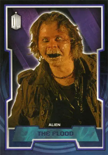 Disheveled alien figure in dark clothing on Doctor Who Purple Foil Parallel Card