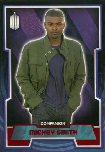 Doctor Who 2015 Red Foil Base 38 Parallel Card featuring a man in a green jacket