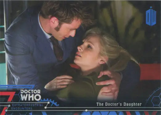 Doctor Who Extraterrestrial Encounters Blue Parallel Chase Card featuring iconic scene