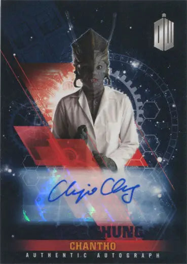 Autograph card of Chipo Chung as Chantho with cosmic background in Doctor Who trading cards
