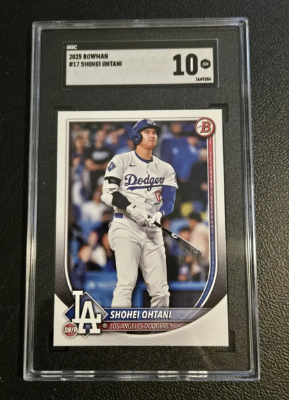 Graded 2023 Bowman Shohei Ohtani baseball card with Roki Sasaki RC SGC 9.5 and Era 9FIFTY Snapback