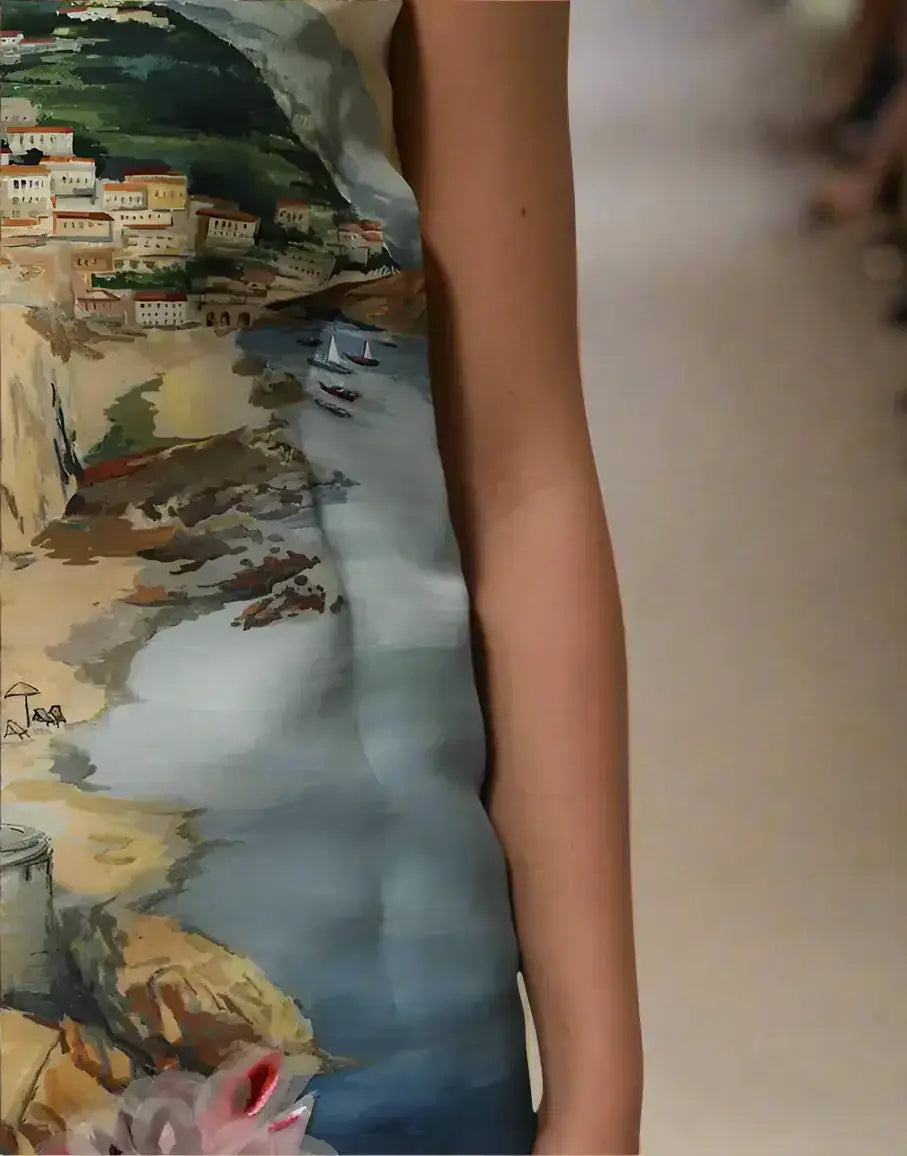 Sleeveless mini dress with coastal town and seascape print for DOLCE & GABBANA Amalfi