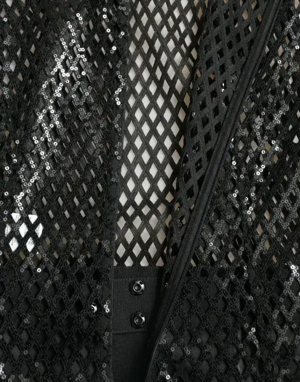 Gabbana black sequined mesh top with snap closures from Dolce & Gabbana gown dress