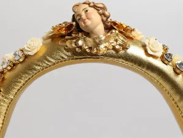 Dolce & Gabbana Gold Leather Floral Crystal Angel Headset Headphones - Headphones